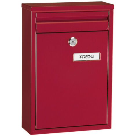ARREGUI Zaguán E5756 Boîte aux Lettres en Acier, Taille S (Courrier format A5), Boîte aux Lettres Extérieure Individuelle, Avec Fente Arrière, Facile à Installer, Rouge