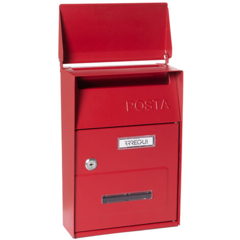 ARREGUI Up D-2006/R Boîte aux Lettres Individuelle en Acier, Taille S (Courrier format A5), Petite Boîte aux Lettres Murale, Fenêtres Transparentes, Facile à Installer, Rouge