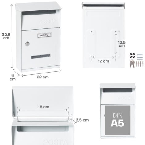 ARREGUI Up D-2006/W Boîte aux Lettres Individuelle en Acier, Taille S (Courrier format A5), Petite Boîte aux Lettres Murale, Fenêtres Transparentes, Facile à Installer, Blanc
