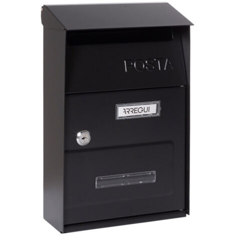 ARREGUI Up D-2006/N Boîte aux Lettres Individuelle en Acier, Taille S (Courrier format A5), Petite Boîte aux Lettres Murale, Fenêtres Transparentes, Facile à Installer, Noir