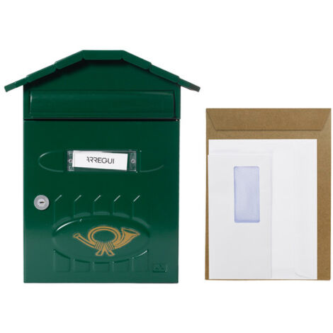 ARREGUI Villa E5003 Boîte aux Lettres Individuelle en Acier, Taille M (Courrier Format A4, Magazine), Boîte aux Lettres Murale de grosse épaisseur, Anti-pluie, Facile à Installer, Vert