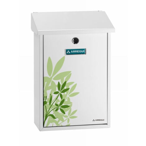 ARREGUI Premium E5608 Boîte aux Lettres Individuelle en Acier avec sérigraphie « Blossom », Taille M (Courrier Format A4, Magazine), Boîte aux Lettres Murale, Anti-pluie, Facile à Installer, Blanc