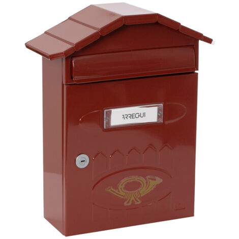 ARREGUI Villa E5002 Boîte aux Lettres Individuelle en Acier, Taille M (Courrier Format A4, Magazine), Boîte aux Lettres Murale de grosse épaisseur, Anti-pluie, Facile à Installer, Rouge anglais
