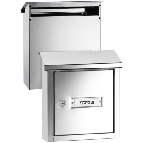 ARREGUI V4097 Boîte aux lettres en acier inoxydable pour porte, mur et portail, Boîte aux lettres intérieure avec fente de 23 x 4 cm, Taille S (Courrier A5), Anticorrosion, Installation facile, Inox