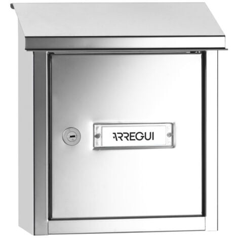ARREGUI V4097 Boîte aux lettres en acier inoxydable pour porte, mur et portail, Boîte aux lettres intérieure avec fente de 23 x 4 cm, Taille S (Courrier A5), Anticorrosion, Installation facile, Inox