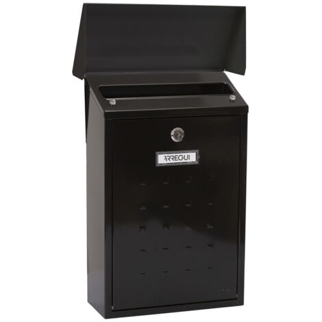 ARREGUI Premium E5604 Boîte aux Lettres Individuelle en Acier, Taille M (Courrier Format A4, Magazine), Boîte aux Lettres Murale, Anti-pluie, Facile à Installer, Noir