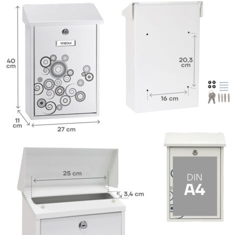 ARREGUI Premium E5606 Boîte aux Lettres Individuelle en Acier avec sérigraphie « Spark », Taille M (Courrier Format A4, Magazine), Boîte aux Lettres Murale, Anti-pluie, Facile à Installer, Blanc