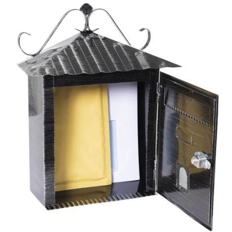 ARREGUI Rustica D-2204 Boîte aux Lettres Individuelle en Métal de Style Vintage, Taille S (Courrier format A5), Petite Boîte aux Lettres Murale, Décoratif, Facile à Installer, Noir