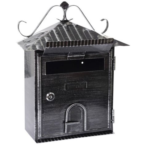 ARREGUI Rustica D-2204 Boîte aux Lettres Individuelle en Métal de Style Vintage, Taille S (Courrier format A5), Petite Boîte aux Lettres Murale, Décoratif, Facile à Installer, Noir