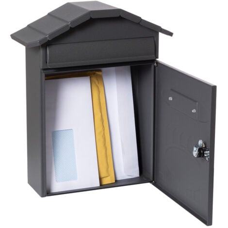 ARREGUI Villa E5004 Boîte aux Lettres Individuelle en Acier, Taille M (Courrier Format A4, Magazine), Boîte aux Lettres Murale de grosse épaisseur, Anti-pluie, Facile à Installer, Noir texturé