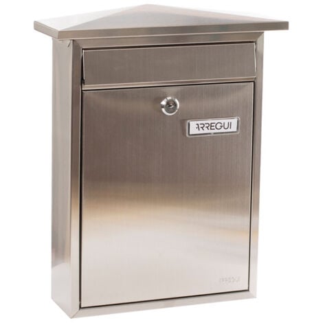 ARREGUI Home E5717 Boîte aux Lettres Individuelle en Acier Inoxydable, Taille M (courrier A4, magazine), Boîte aux Lettres Murale au Fond Étroit, Anti-pluie, Anticorrosion, Facile à Installer, Inox