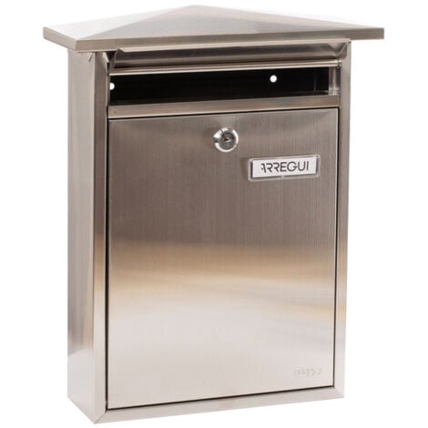 ARREGUI Home E5717 Boîte aux Lettres Individuelle en Acier Inoxydable, Taille M (courrier A4, magazine), Boîte aux Lettres Murale au Fond Étroit, Anti-pluie, Anticorrosion, Facile à Installer, Inox