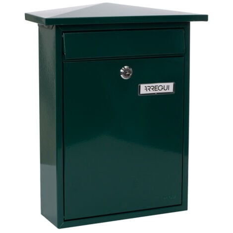 ARREGUI Home E5713 Boîte aux Lettres Individuelle en Acier, Taille M (Courrier Format A4, Magazine), Boîte aux Lettres Murale au Fond Étroit, Anti-pluie, Facile à Installer, Vert
