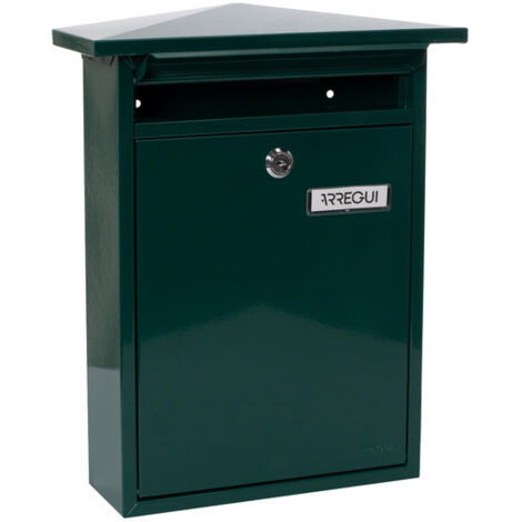 ARREGUI Home E5713 Boîte aux Lettres Individuelle en Acier, Taille M (Courrier Format A4, Magazine), Boîte aux Lettres Murale au Fond Étroit, Anti-pluie, Facile à Installer, Vert