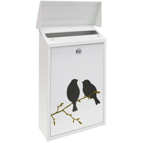 ARREGUI Premium E5601-BIR Boîte aux Lettres Individuelle en Acier avec sérigraphie « Birds », Taille M (Courrier Format A4, Magazine), Boîte aux Lettres Murale, Anti-pluie, Facile à Installer, Blanc