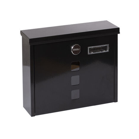 ARREGUI Chance E7104 Boîte aux Lettres Individuelle en Acier, Taille M (Format A4), Boîte aux Lettres avec Serrure Couverte et Porte-carte, Facile à Installer, Noir (1/5)