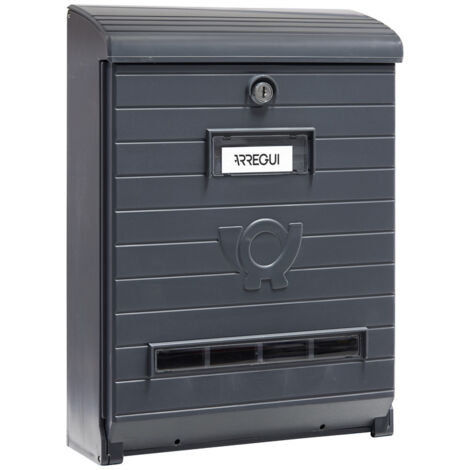 ARREGUI Mare E1065 Boîte aux lettres en plastique robuste, Tamaño L (Revistas, Sobres C4), Grande capacité, Boîte aux Lettres Murale, Anti-pluie, Anticorrosion, Facile à Installer, Gris (1/5)