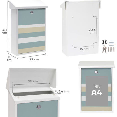 ARREGUI Premium E5601-STR Boîte aux Lettres Individuelle en Acier avec sérigraphie « Lines », Taille M (Courrier Format A4, Magazine), Boîte aux Lettres Murale, Anti-pluie, Facile à Installer, Blanc