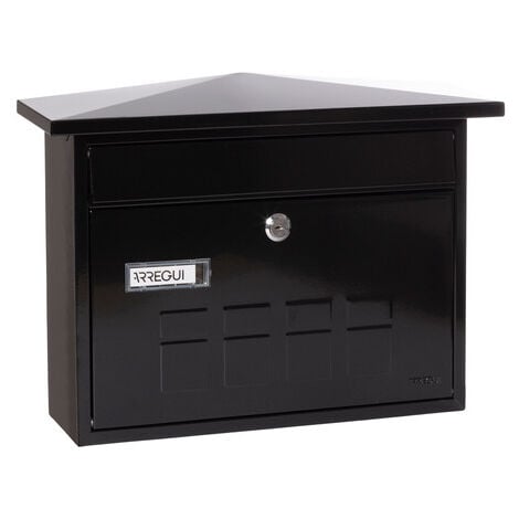ARREGUI Deco E5704 Boîte aux Lettres Individuelle en Acier, Taille M (Courrier Format A4, Magazine), Boîte aux Lettres Murale au Fond Étroit, Anti-pluie, Facile à Installer, Noir