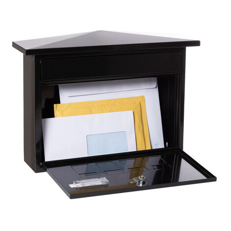ARREGUI Deco E5704 Boîte aux Lettres Individuelle en Acier, Taille M (Courrier Format A4, Magazine), Boîte aux Lettres Murale au Fond Étroit, Anti-pluie, Facile à Installer, Noir