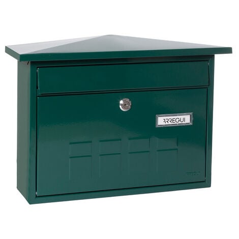 ARREGUI Deco E5703 Boîte aux Lettres Individuelle en Acier, Taille M (Courrier Format A4, Magazine), Boîte aux Lettres Murale au Fond Étroit, Anti-pluie, Facile à Installer, Vert