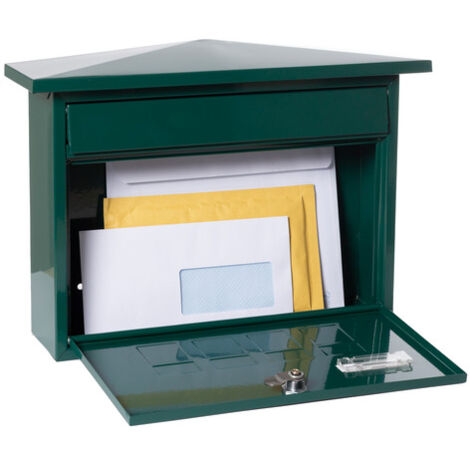 ARREGUI Deco E5703 Boîte aux Lettres Individuelle en Acier, Taille M (Courrier Format A4, Magazine), Boîte aux Lettres Murale au Fond Étroit, Anti-pluie, Facile à Installer, Vert