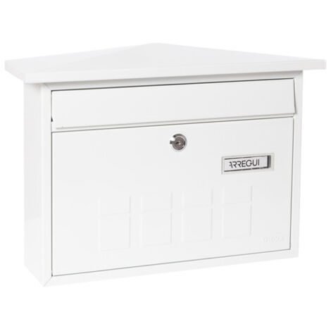 ARREGUI Deco E5701 Boîte aux Lettres Individuelle en Acier, Taille M (Courrier Format A4, Magazine), Boîte aux Lettres Murale au Fond Étroit, Anti-pluie, Facile à Installer, Blanc (1/5)