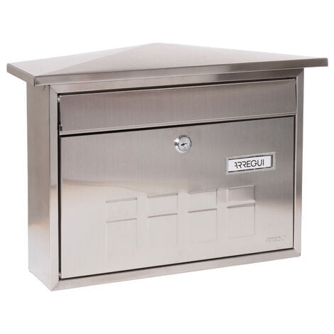 ARREGUI Deco E5707 Boîte aux Lettres Individuelle en Acier Inoxydable, Taille M (courrier A4, magazine), Boîte aux Lettres Murale au Fond Étroit, Anti-pluie, Anticorrosion, Facile à Installer, Inox
