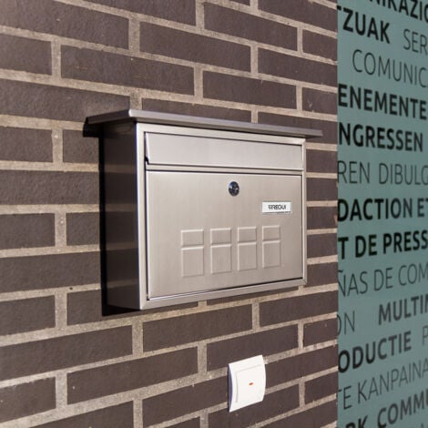 ARREGUI Deco E5707 Boîte aux Lettres Individuelle en Acier Inoxydable, Taille M (courrier A4, magazine), Boîte aux Lettres Murale au Fond Étroit, Anti-pluie, Anticorrosion, Facile à Installer, Inox