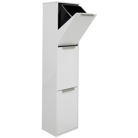 Arregui – Poubelle de tri sélectif en acier blanc 3 compartiments 51L – Système d'ouverture basculant – Facile à nettoyer – CR301E