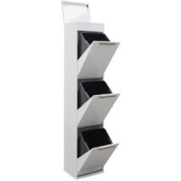 ARREGUI Ecoclas Plus Poubelle de recyclage en acier, poubelle de tri sélectif, avec plateau supérieur multifonction, blanc, 3 seaux : 3 x 17 L (51 L) CR321-E