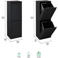 Poubelle Tri Sélectif Arregui 3 Bacs - 3x17L - Blanc - Acier - Pour Cuisine