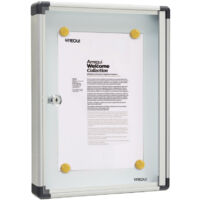 Arregui – Panneau d'affichage aluminium 40 x 30 cm – Vitrine avec serrure à clé – Fond aimanté avec 8 aimants – Format A4 argent - PAN52