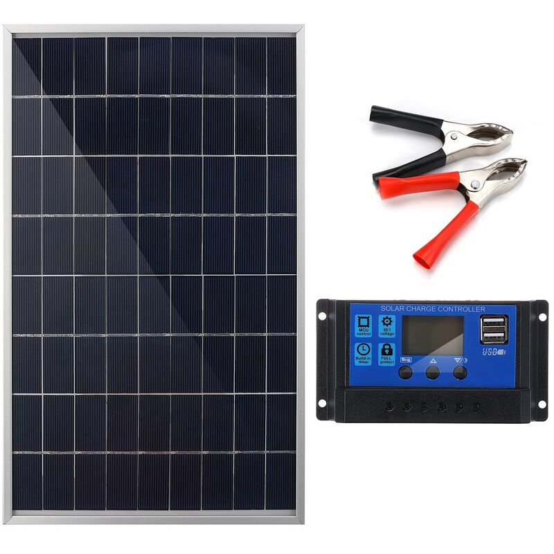 energía solar – Kit panel solar con inversor y paneles solares – Inversor  coche con adaptador USB dual