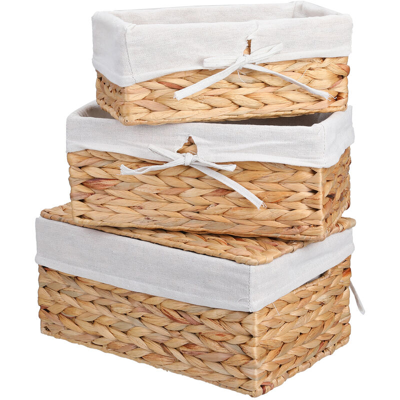 Paquete de 3 cajas de almacenamiento de cestas de mimbre tejidas a