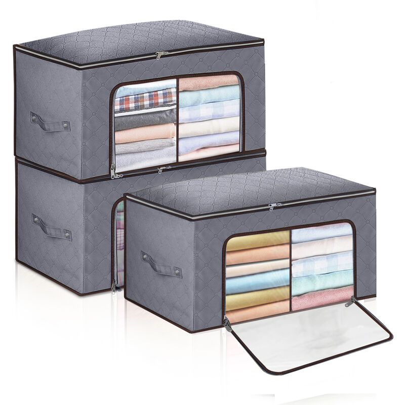 Relaxdays, Set 3 Unidades, Gris Cajas Organizadoras, Clasificador