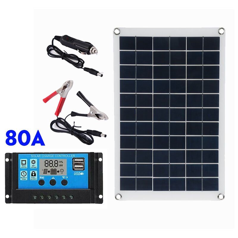 Kit de panel solar de 200 vatios (2 unidades mono) de 100 W + inversor de  corriente de 1500 vatios + banco de baterías de gel para RV, barco, cabina