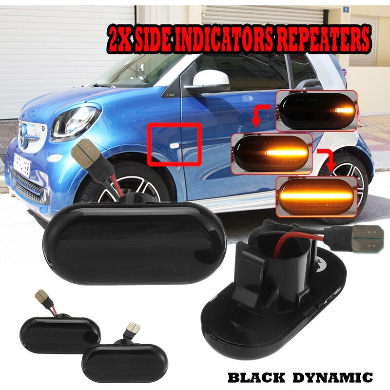 2 luces de posición lateral que fluyen de se?al de giro para Renault CLIO 1 2 TRAFIC KANGOO LAGUNA MEGANE NEGRO