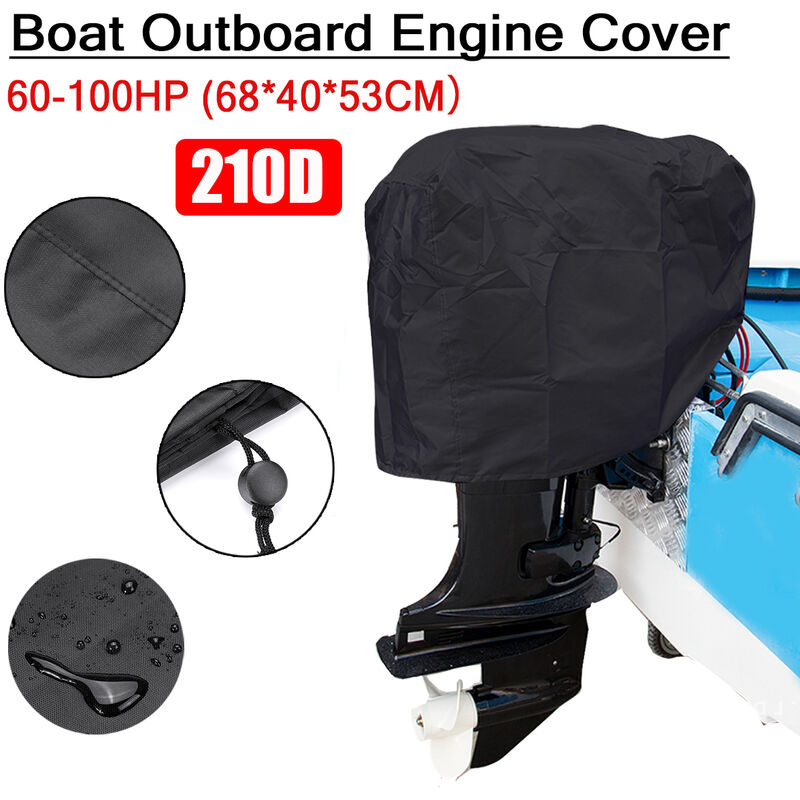 Cubierta Oxford 210D Impermeable Full Outboard Boat Cover para hasta 15-250HP (60-100HP 68*40*53CM)