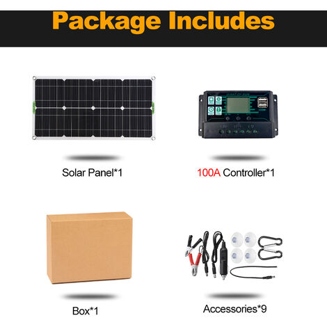 Batería solar, kit de panel solar monocristalino de 250 W con controlador  de carga de 10 A, puertos USB duales para autocaravana, coche, barco, carga