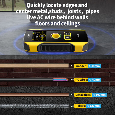 Herramienta De Detección De Paredes Detector profesional de vigas de pared  5 en 1 para detección de metales con cable de CA (negro)