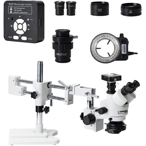 MUSTOOL 3.5X 7X 45X 90X Dual Boom Stand Zoom Simul Focal Trinocular Stereo Microscope + 41MP Camera Microscope para reparación de PCB industrial