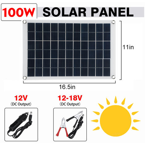 100W Panel Solar Silicio Policristalino con 80A Controlador para Cargar de Emergencia para Acampar Viaje Compatible para Barco Caravana Coche