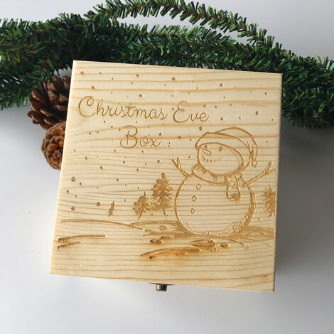 Mueco de nieve grabado en madera Manzana Nochebuena Caja de regalo  Decoración para nios 20Cm X