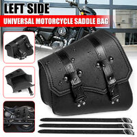 1x bolsa de sillín de motocicleta universal con soporte de botella para Harley Davidson izquierda