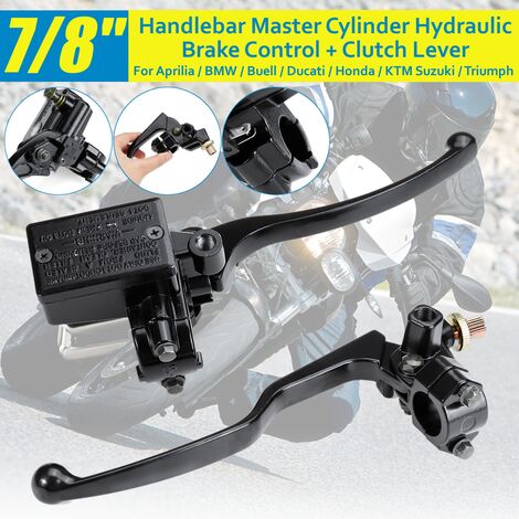 2pcs Universal 7/8 Inch 22mm Adjustable Handlebar Motorcycle Handlebar Master Cylinder Hydraulic Brake Control + Clutch Lever For Honda Yamaha Suzuki Kawasaki KTM (1/5)