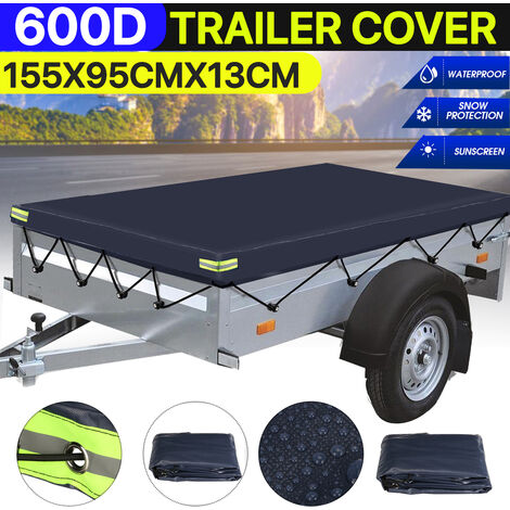 155x95x13cm Trailer Cover Waterproof Windproof Dust Protector With Rubber Belt Blue (1/3)