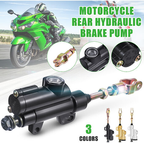 Motorcycle Rear Foot Hydraulic Brake Pump Rear Brake Master Cylinder Pump Kit (Black) (1/5)