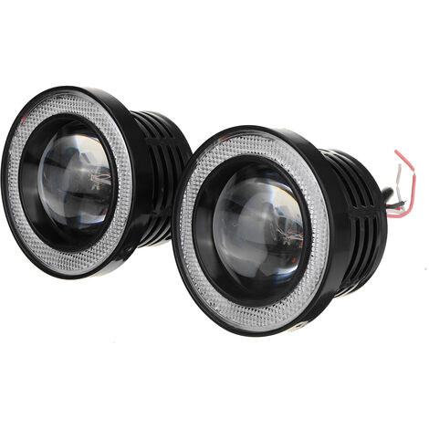2pcs Car Fog Lights LED Bulbs Angel Eyes Halo Lamp Projector blue 3 inch (1/5)