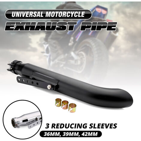 Universal Motorcycle Cafe Racer Exhaust Pipe For Harley Bobbers Racing Bikes Black (Silver, Matte Black) (1/5)